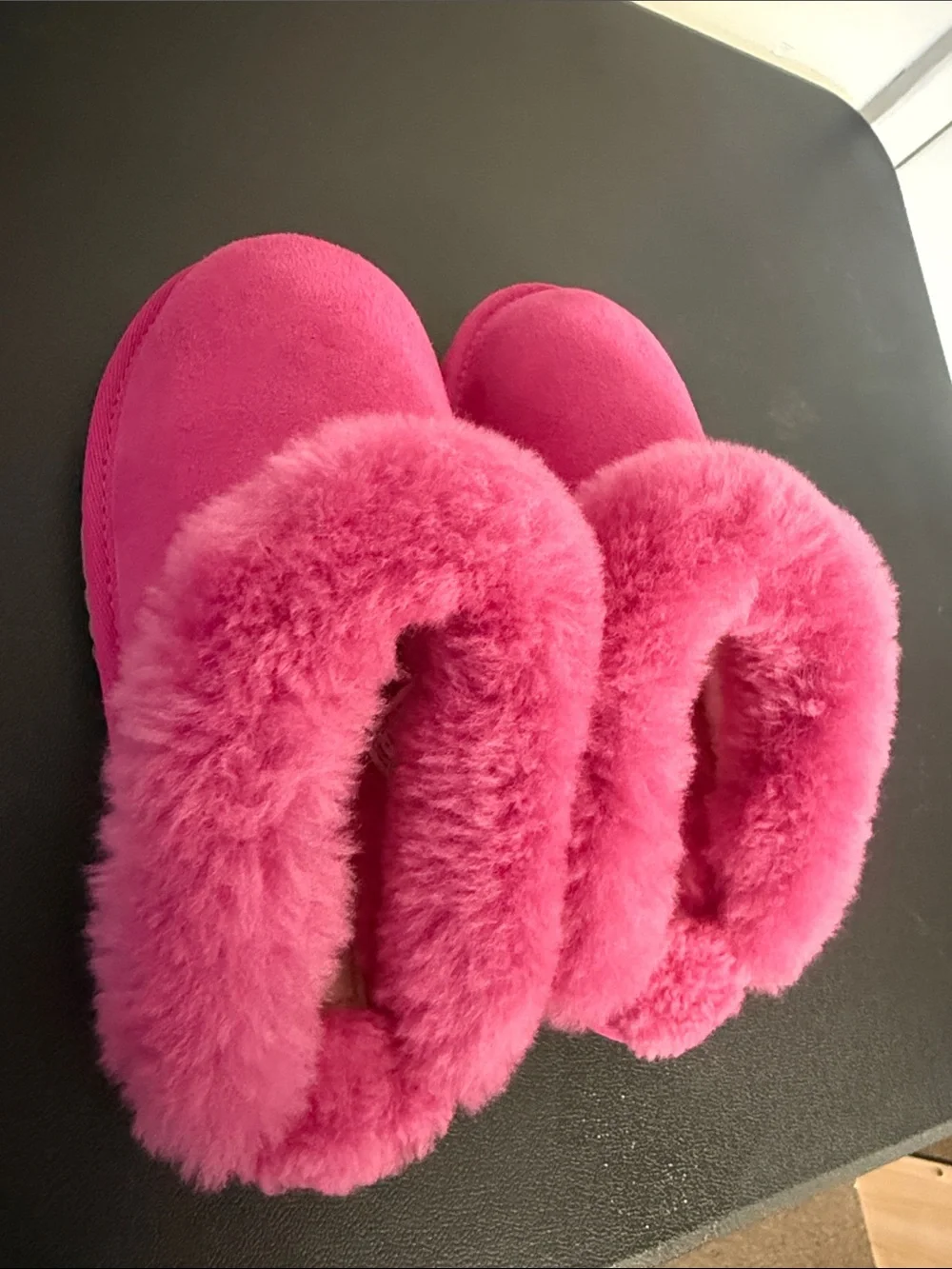 UGG Kids Hot Pink Shearling Slip-On Slippers
